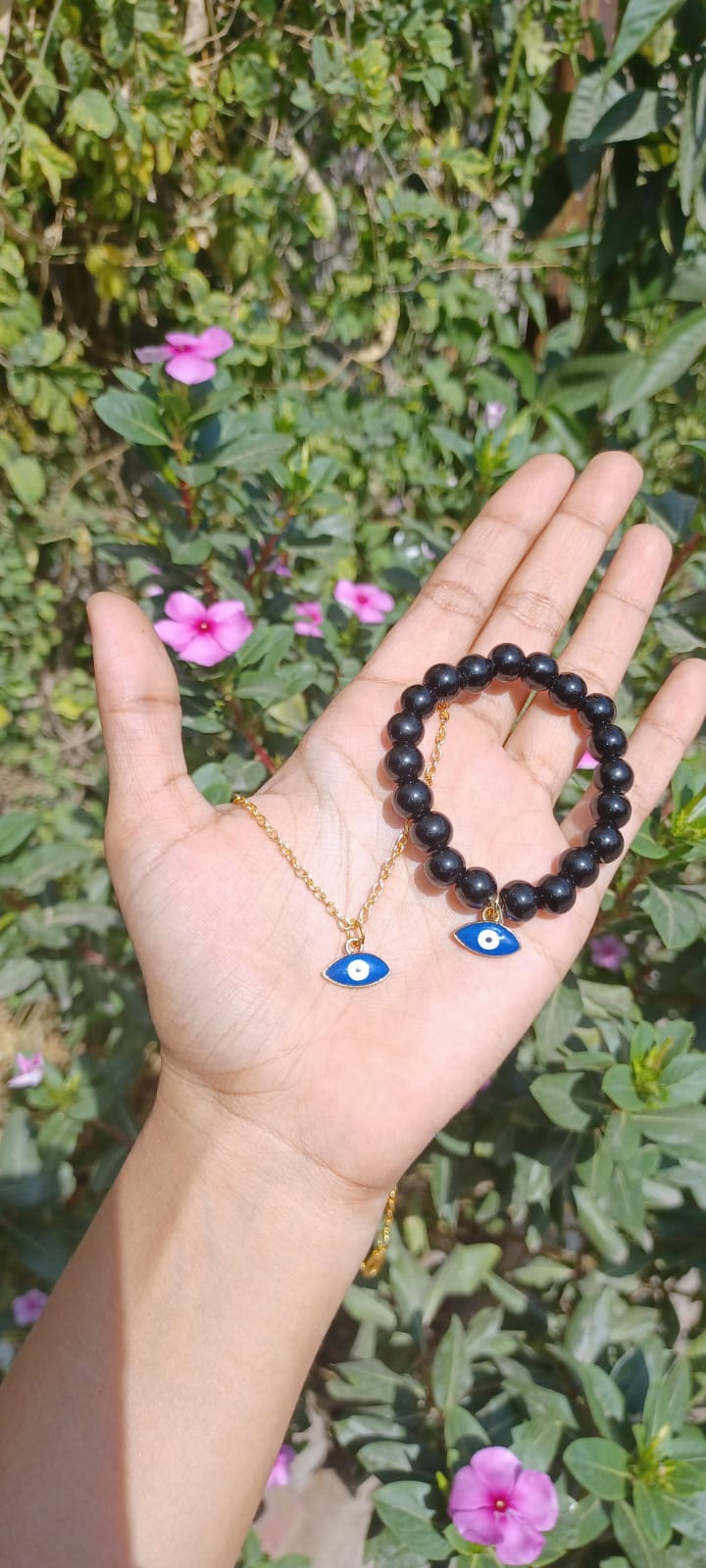 Mystic Charm Duo: Evil Eye Bracelet & Necklace Set